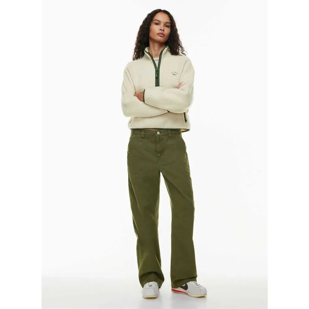 TNA Aritzia Greenwich Pants High waist relaxed twill carpenter Gd fatigue green
